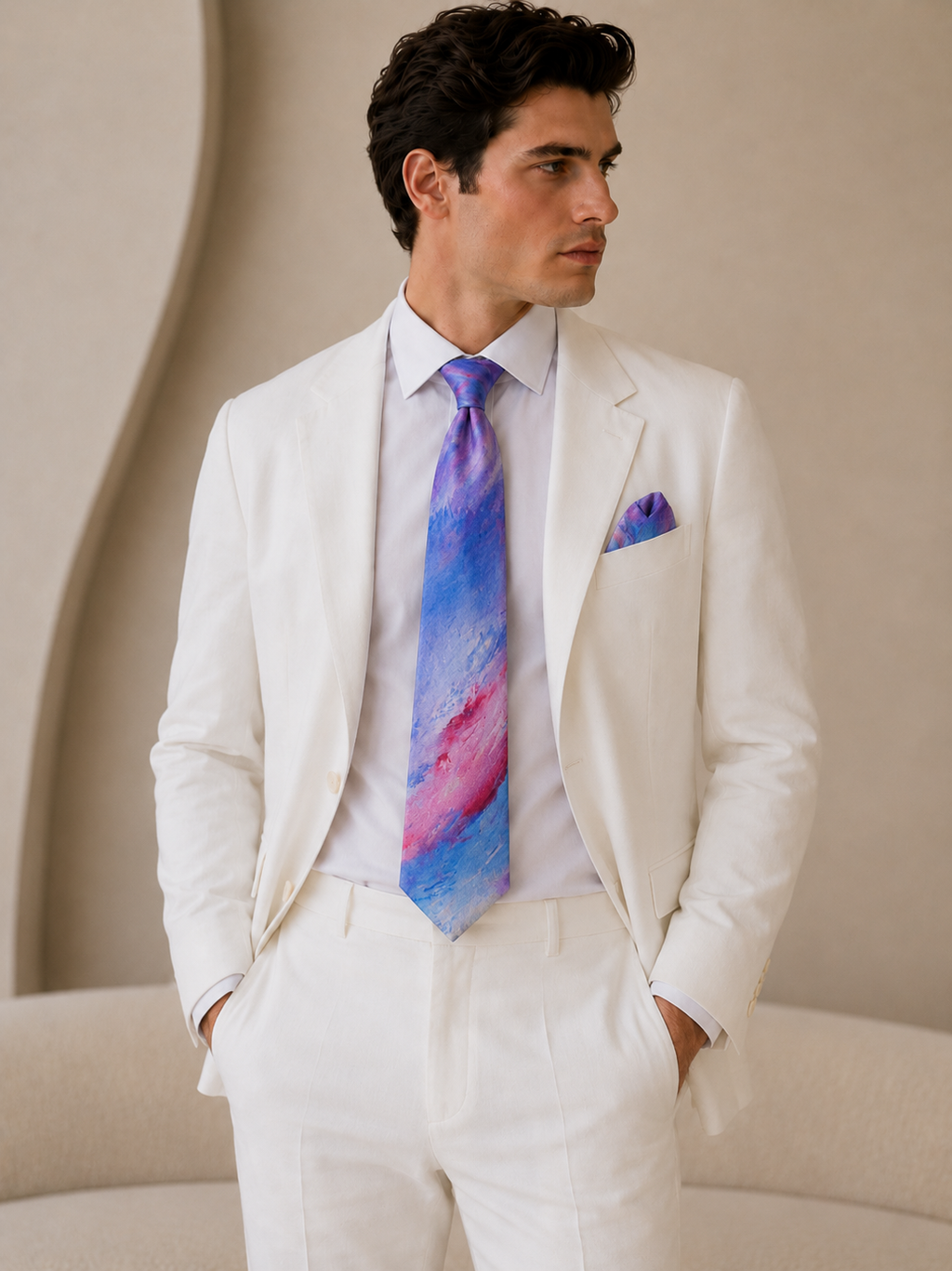 Bruce Mishell Art 100% Mulberry Silk Tie & Pocket Square Collection – 7 Exclusive Designs