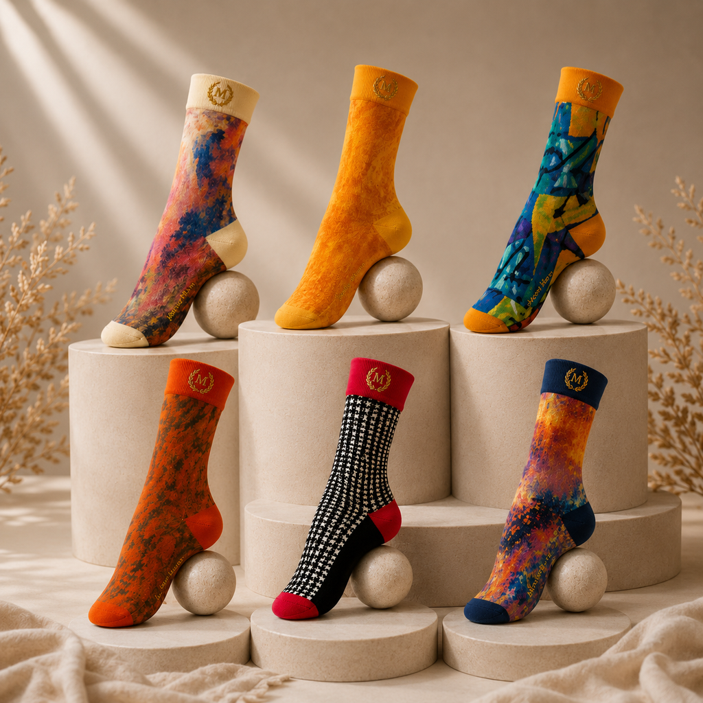 Bruce Mishell Art Unisex Cotton Blend Crew Socks – Colorful Wearable Art Collection