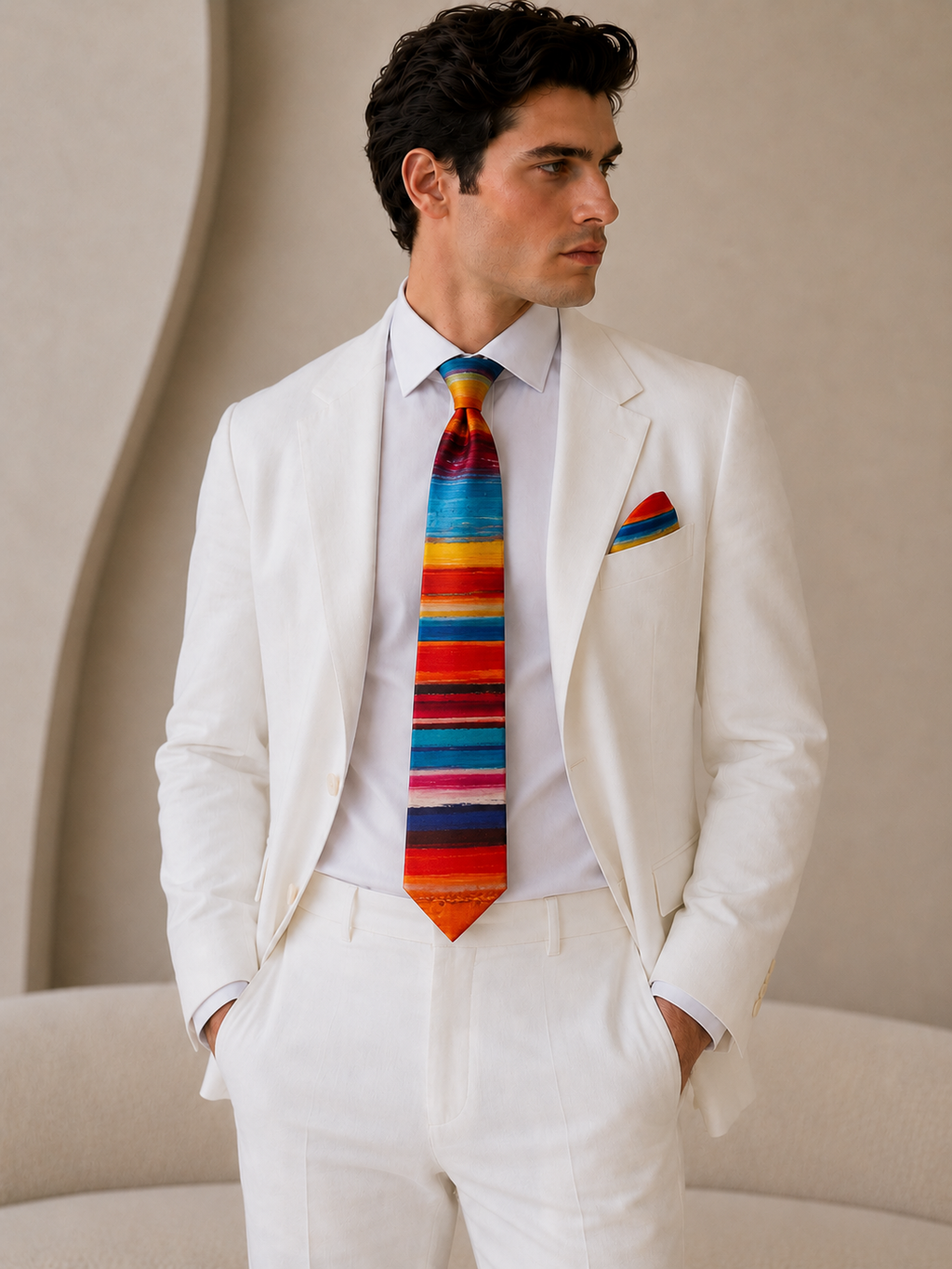 Bruce Mishell Art 100% Mulberry Silk Tie & Pocket Square Collection – 7 Exclusive Designs