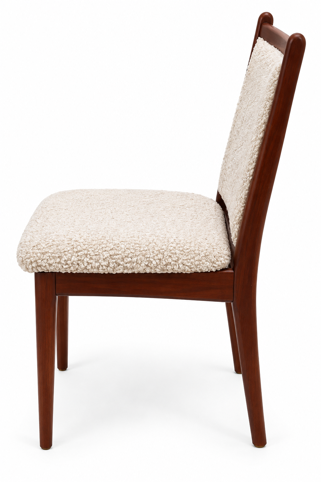 Set of 4 Mid-Century Modern Mahogany Dining Chairs with New Bouclé Upholstery, 1960s