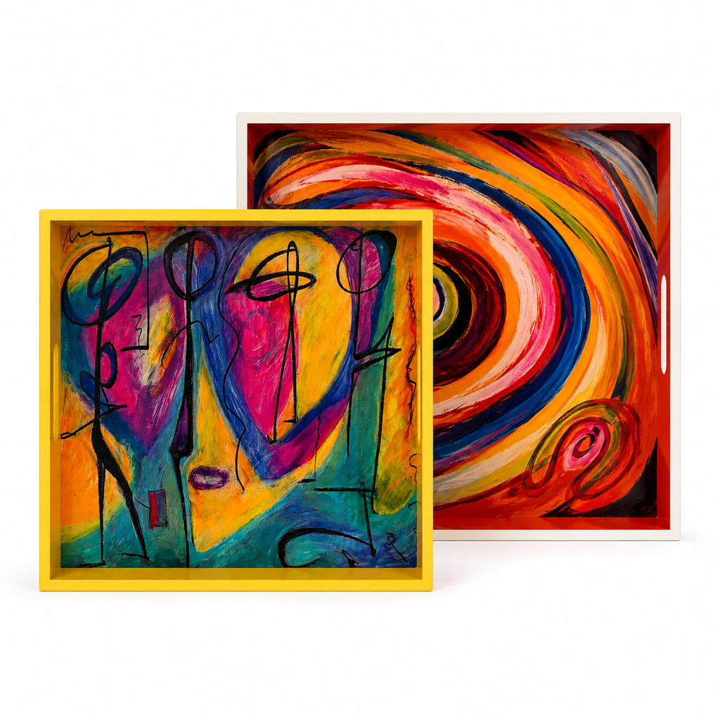 Bruce Mishell Art Lacquer Tray – Decorative Square Serving Tray | Medium & Large
