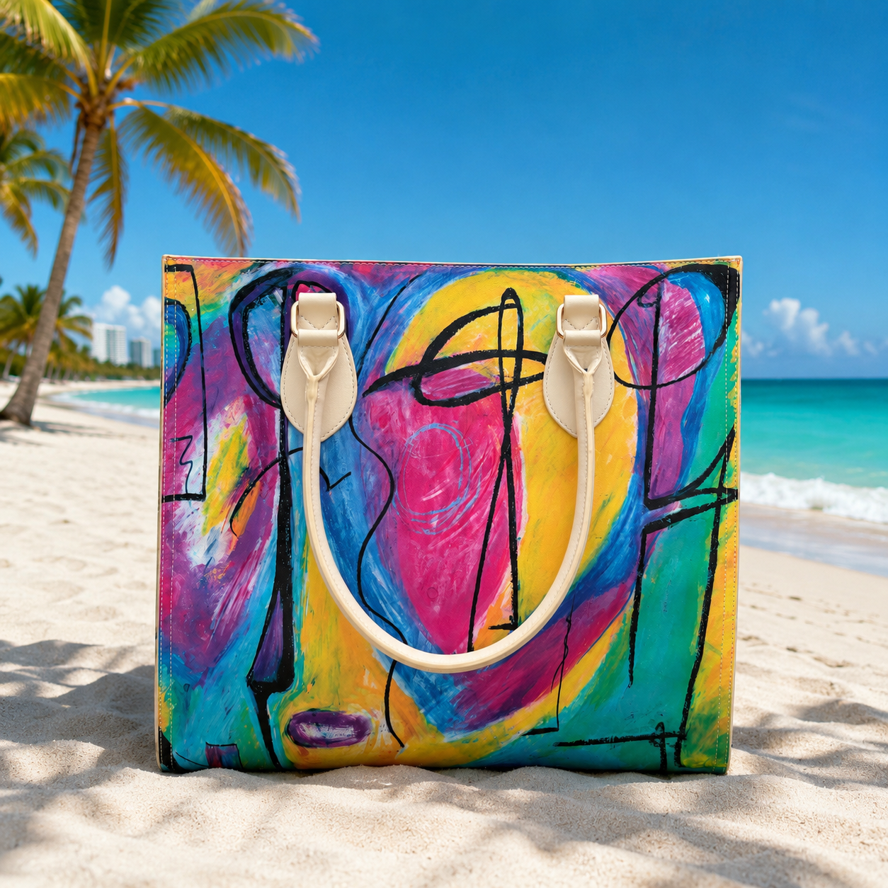 MAGIC HILL™ Bruce Mishell Art Vegan Leather Tote Bag – Designer Carryall