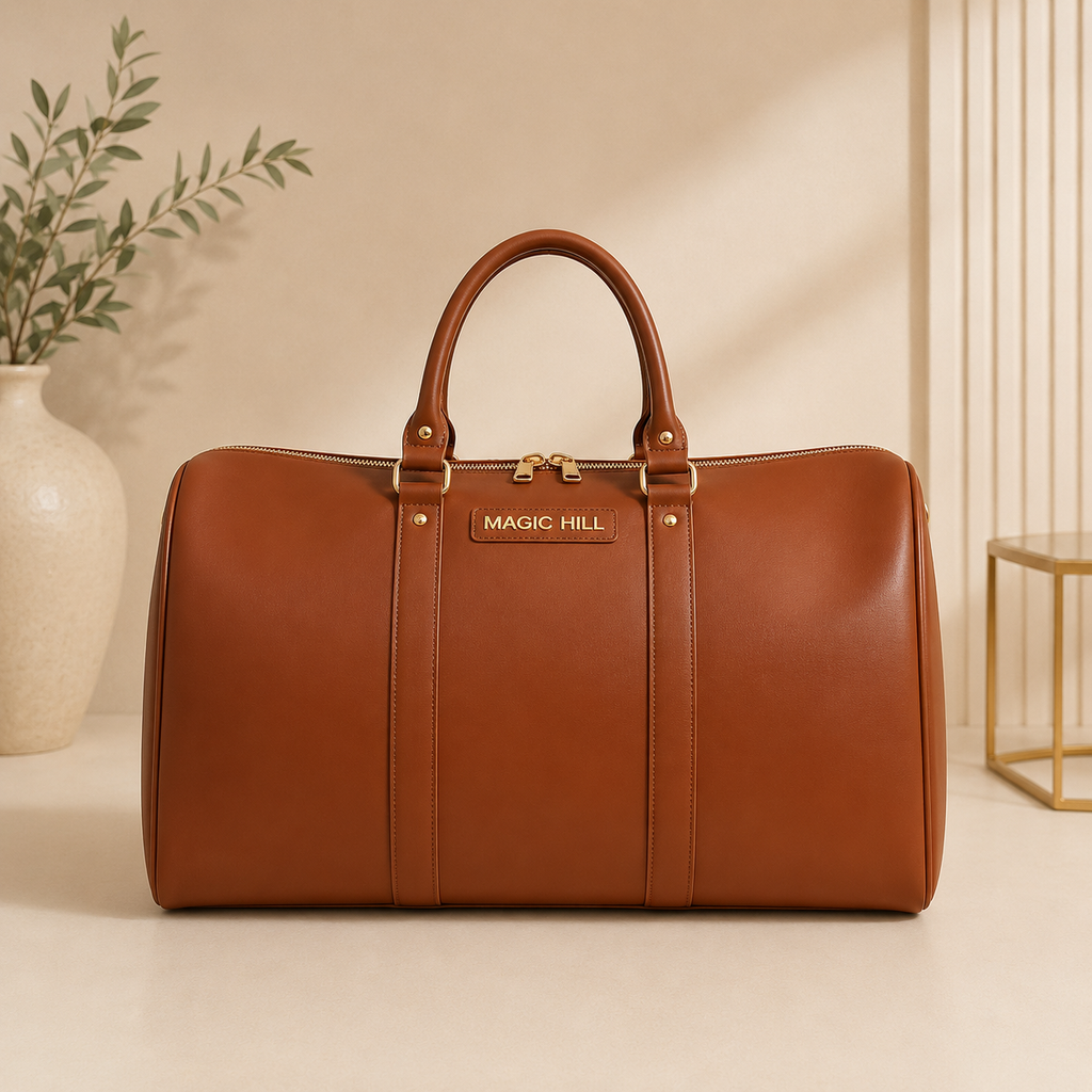 MAGIC HILL™ Vegan Leather Travel Duffle Bag – Luxury Weekender & Carry-On