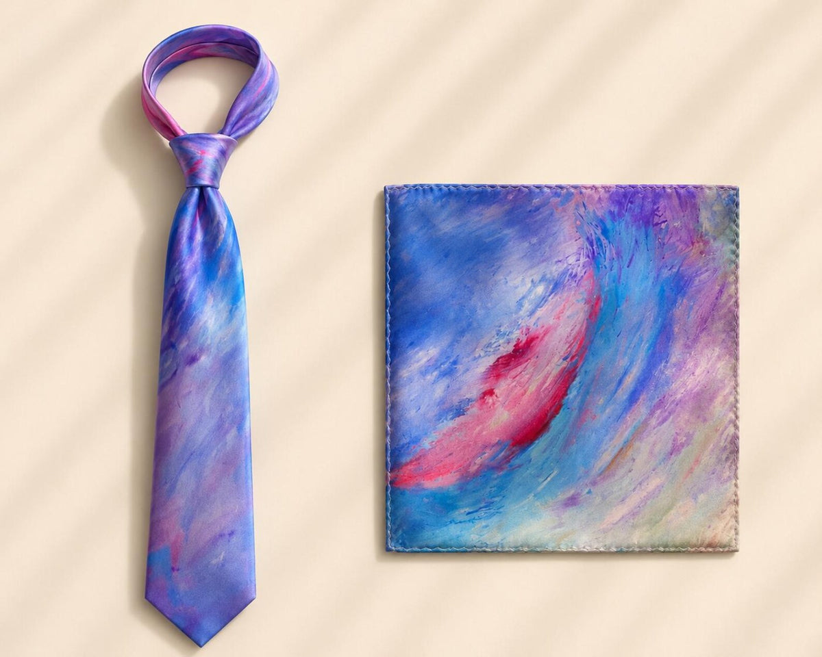 Bruce Mishell Art 100% Mulberry Silk Tie & Pocket Square Collection – 7 Exclusive Designs