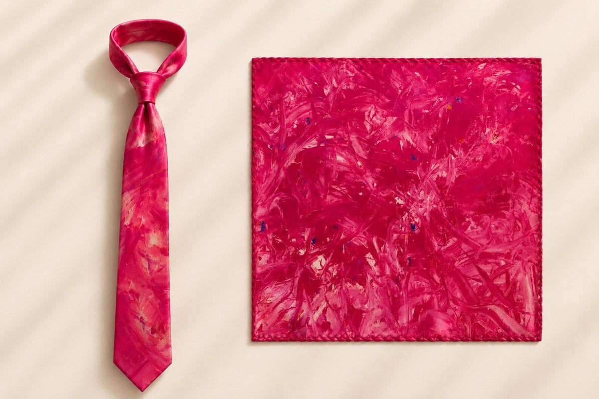 Bruce Mishell Art 100% Mulberry Silk Tie & Pocket Square Collection – 7 Exclusive Designs