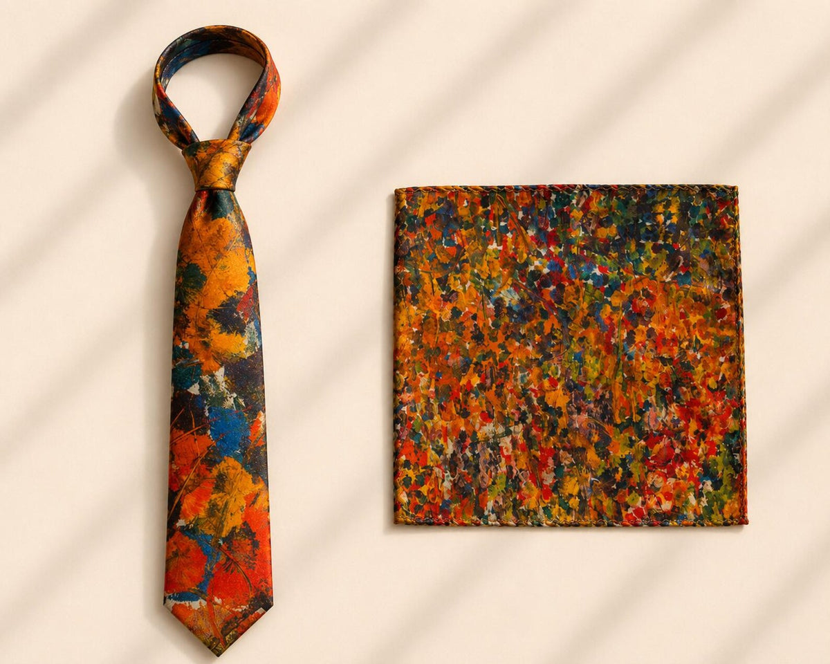 Bruce Mishell Art 100% Mulberry Silk Tie & Pocket Square Collection – 7 Exclusive Designs