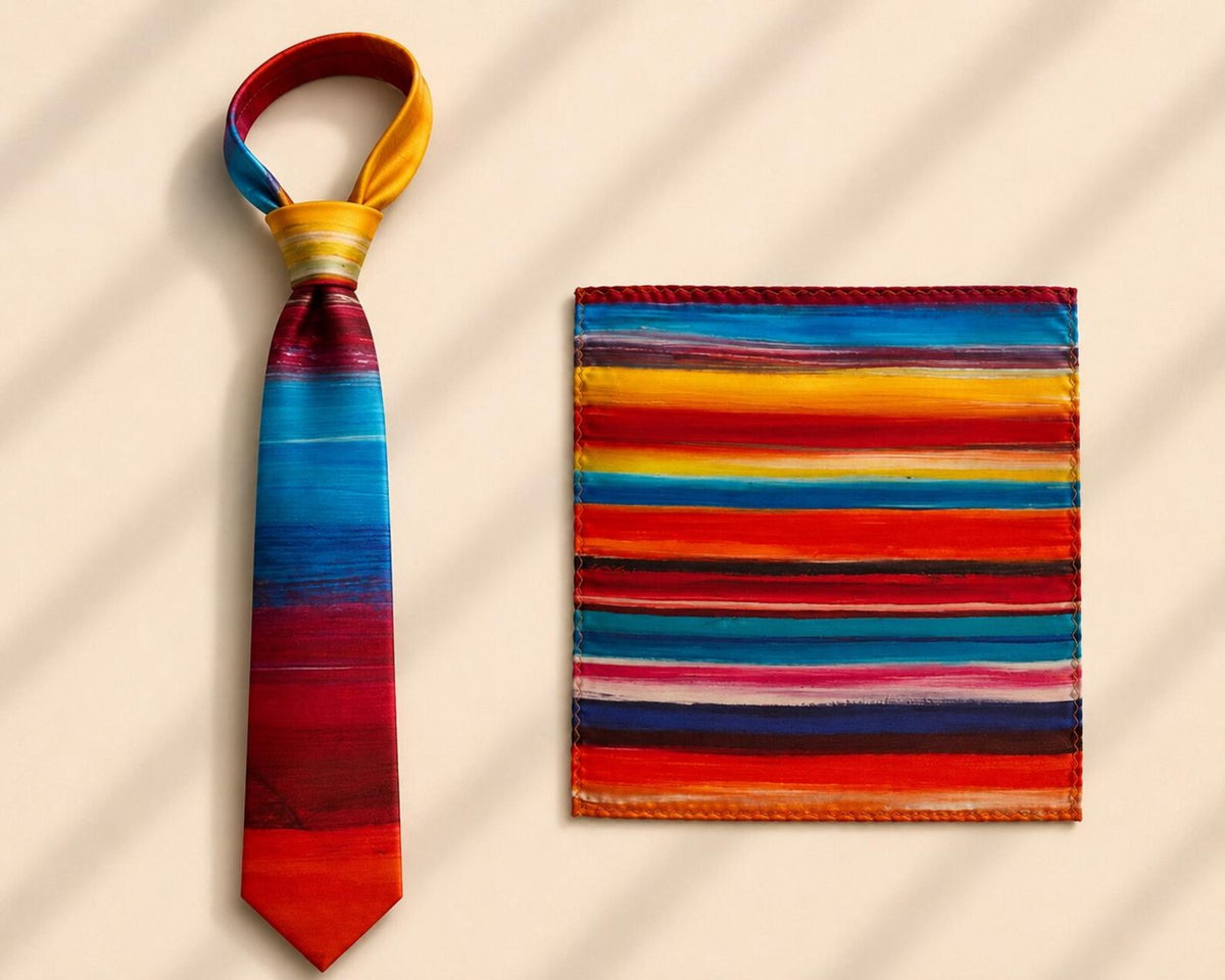 Bruce Mishell Art 100% Mulberry Silk Tie & Pocket Square Collection – 7 Exclusive Designs