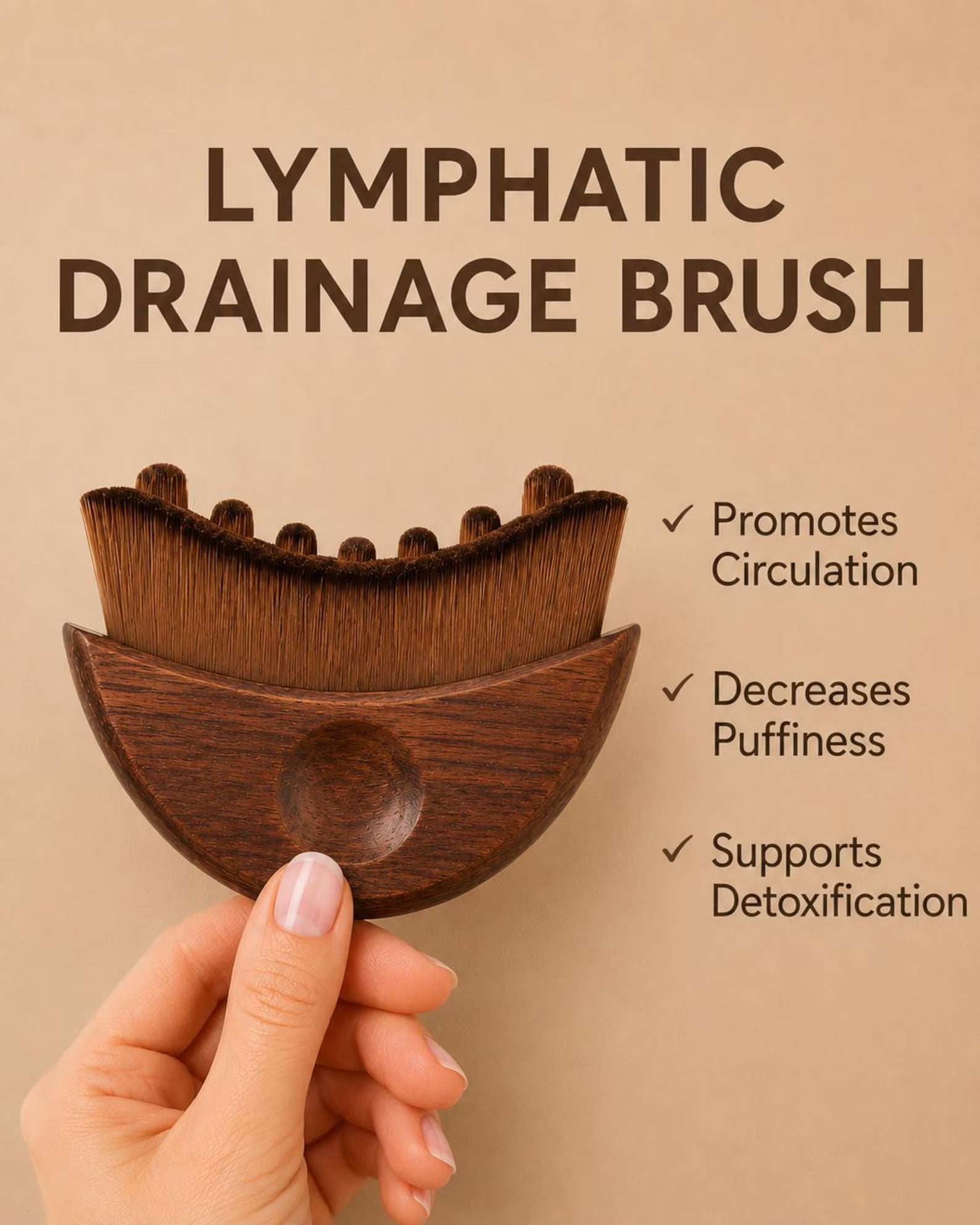 Lymphatic Drainage Face massage Brush Wood & Lucite