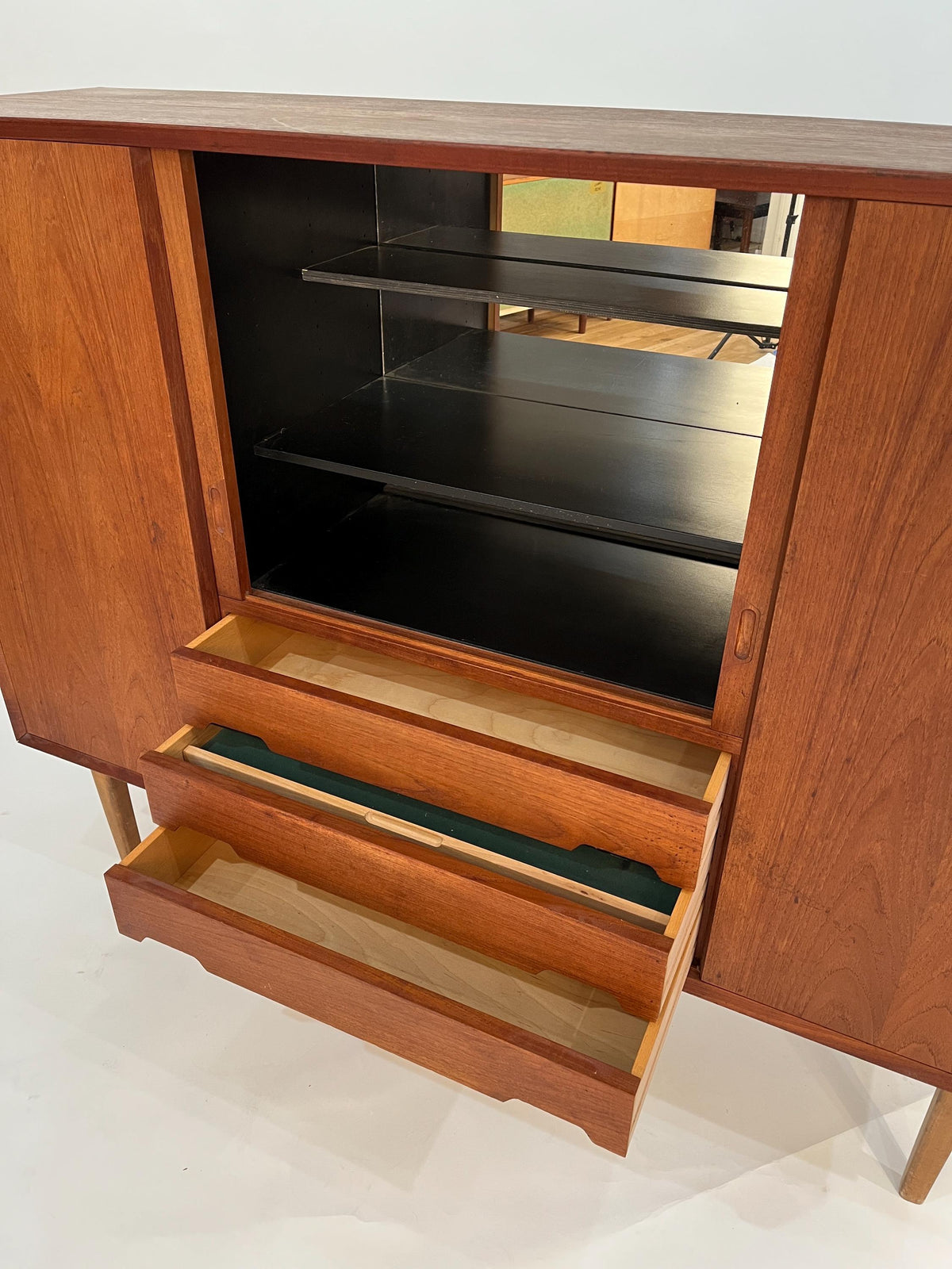 Mid-century Danish teak tall sideboard