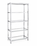 Milo Baughman Style Chrome Glass Étagère Bookcase: 5-Tier Mid Century Modern Display Shelf