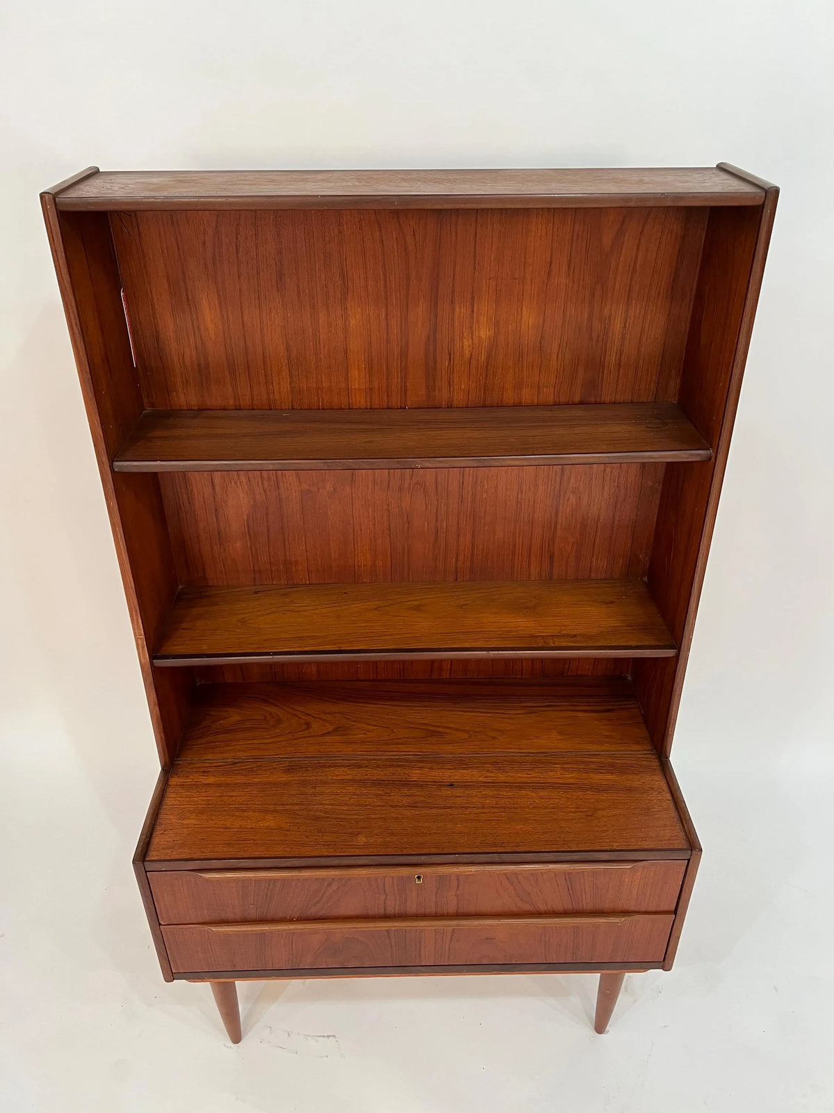 Mid Century Modern Teak Cabinet Bookcase Secretary Danish Style Hutch Storage Unit Vintage