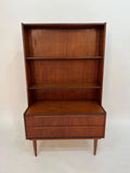 Mid Century Modern Teak Cabinet Bookcase Secretary Danish Style Hutch Storage Unit Vintage