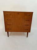 Mid Century Modern Teak 4-Drawer Dresser: Danish Style Storage Cabinet