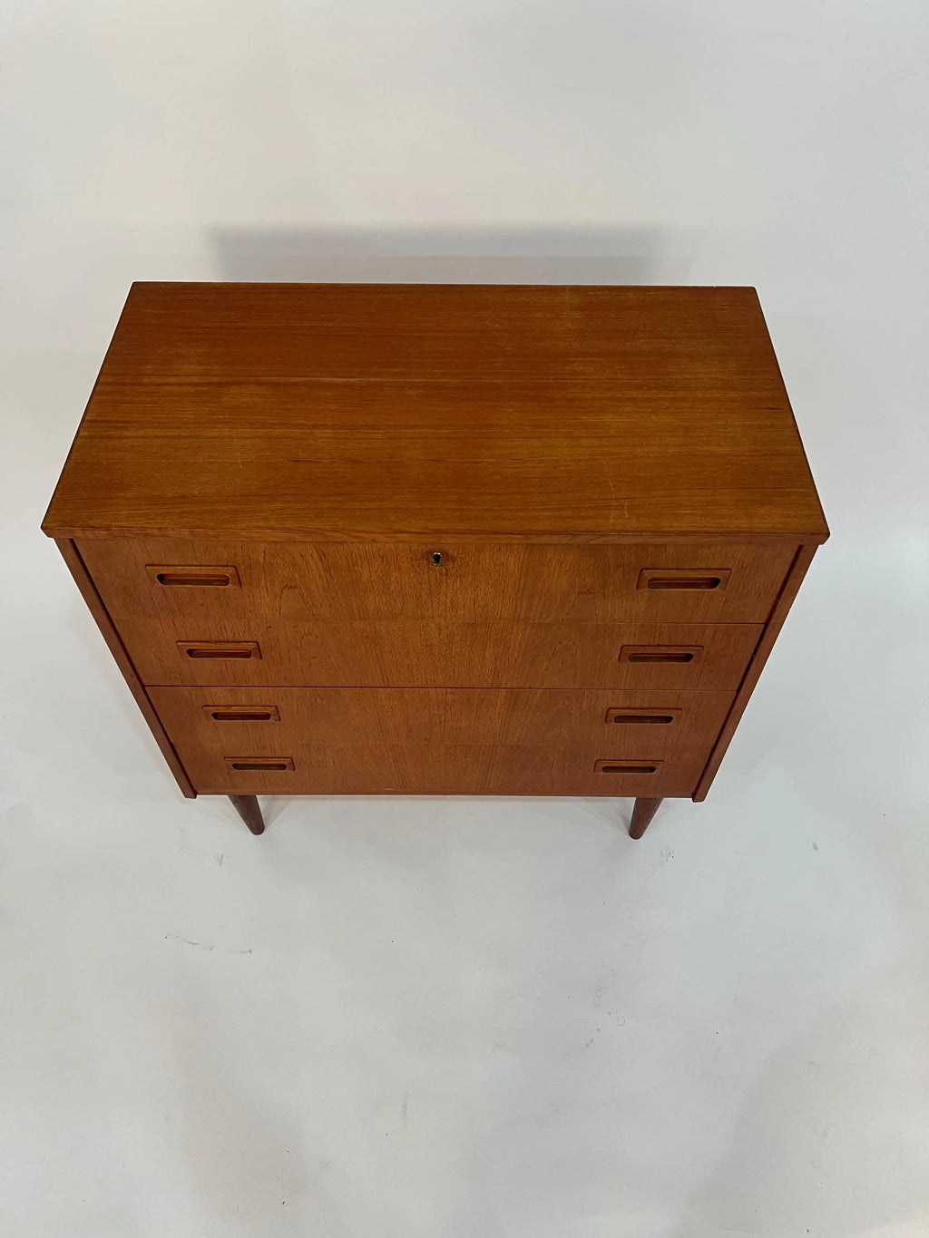 Mid Century Modern Teak 4-Drawer Dresser: Danish Style Storage Cabinet