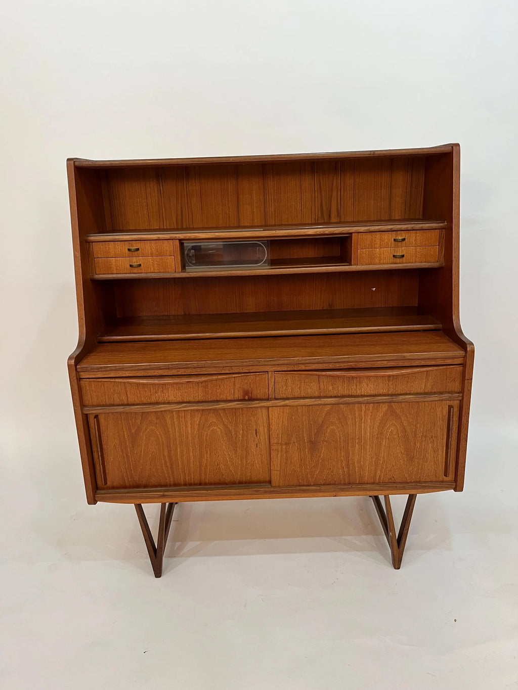 Mid Century Modern Teak Secretary Desk 1960s Danish Style Writing Desk Storage Cabinet