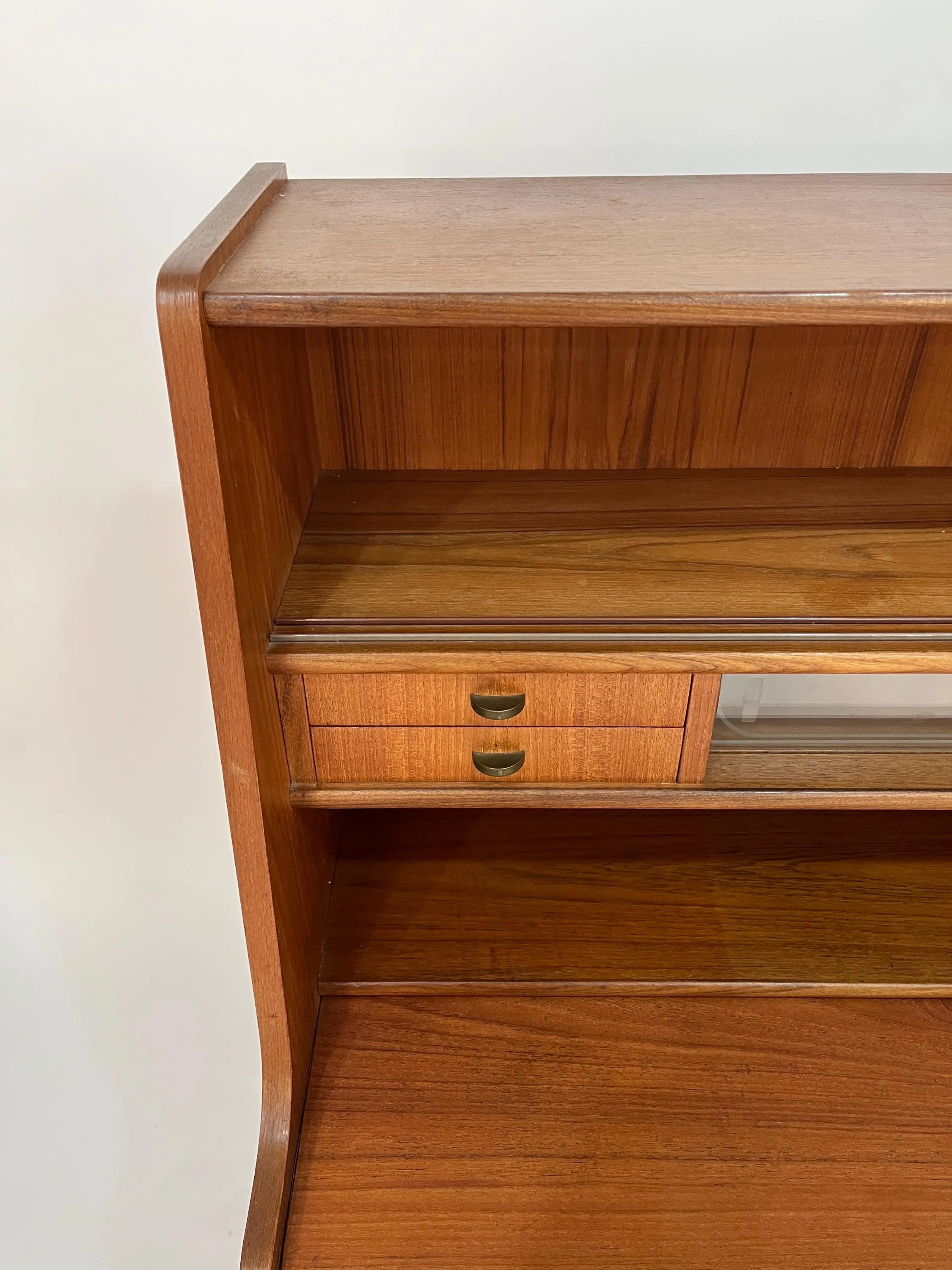 Mid Century Modern Teak Secretary Desk 1960s Danish Style Writing Desk Storage Cabinet