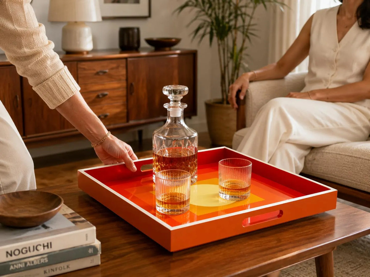 Bruce Mishell Art Lacquer Tray – Decorative Square Serving Tray | Medium & Large