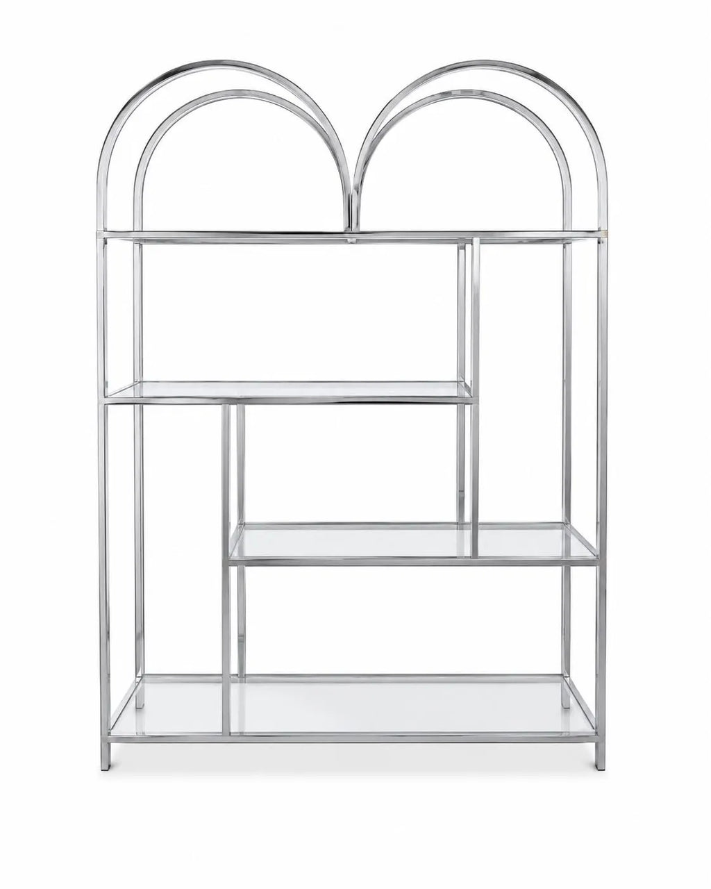 Milo Baughman Style Chrome Glass Étagère Bookcase: Mid-Century Modern Display Shelf