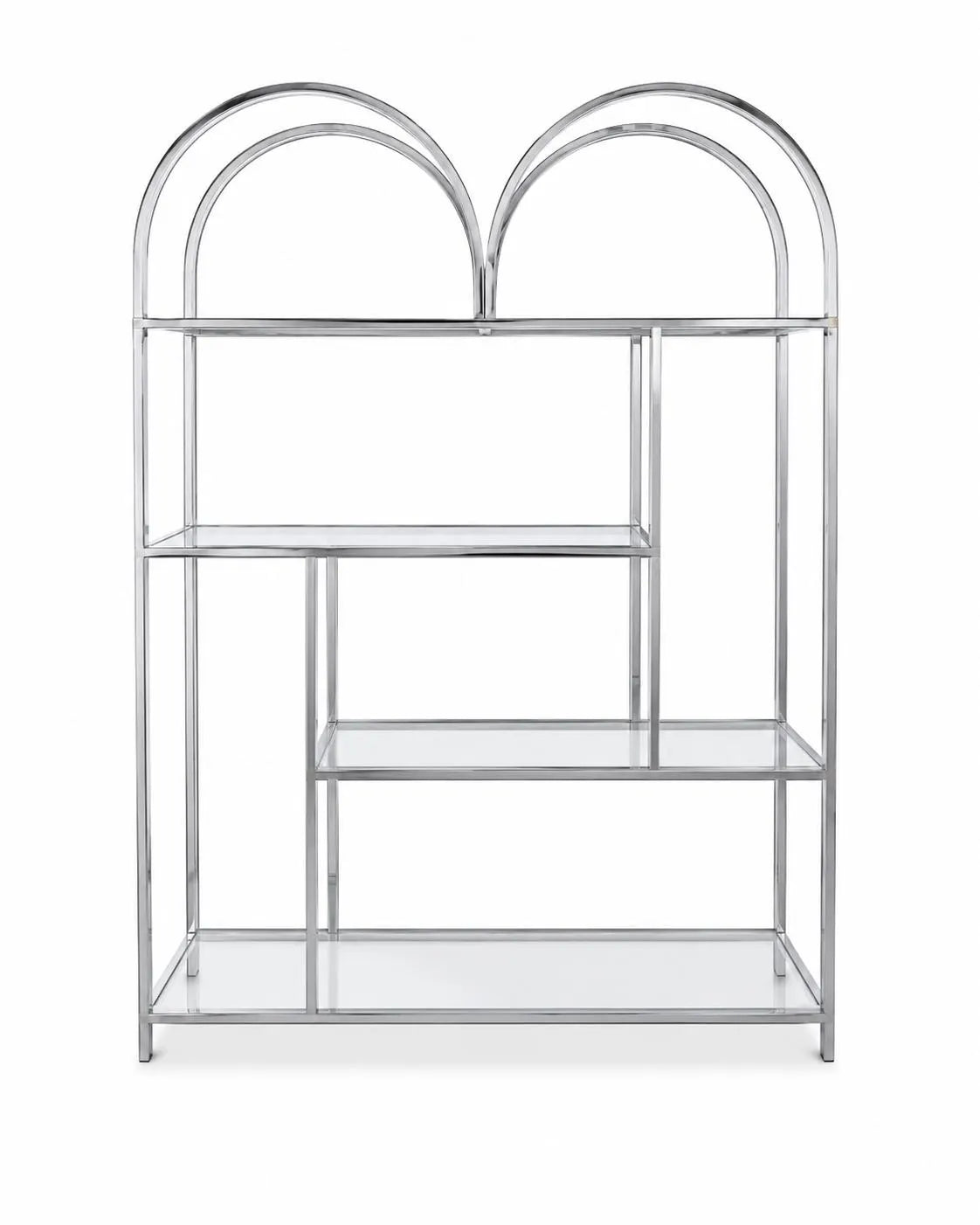 Milo Baughman Style Chrome Glass Étagère Bookcase: Mid-Century Modern Display Shelf