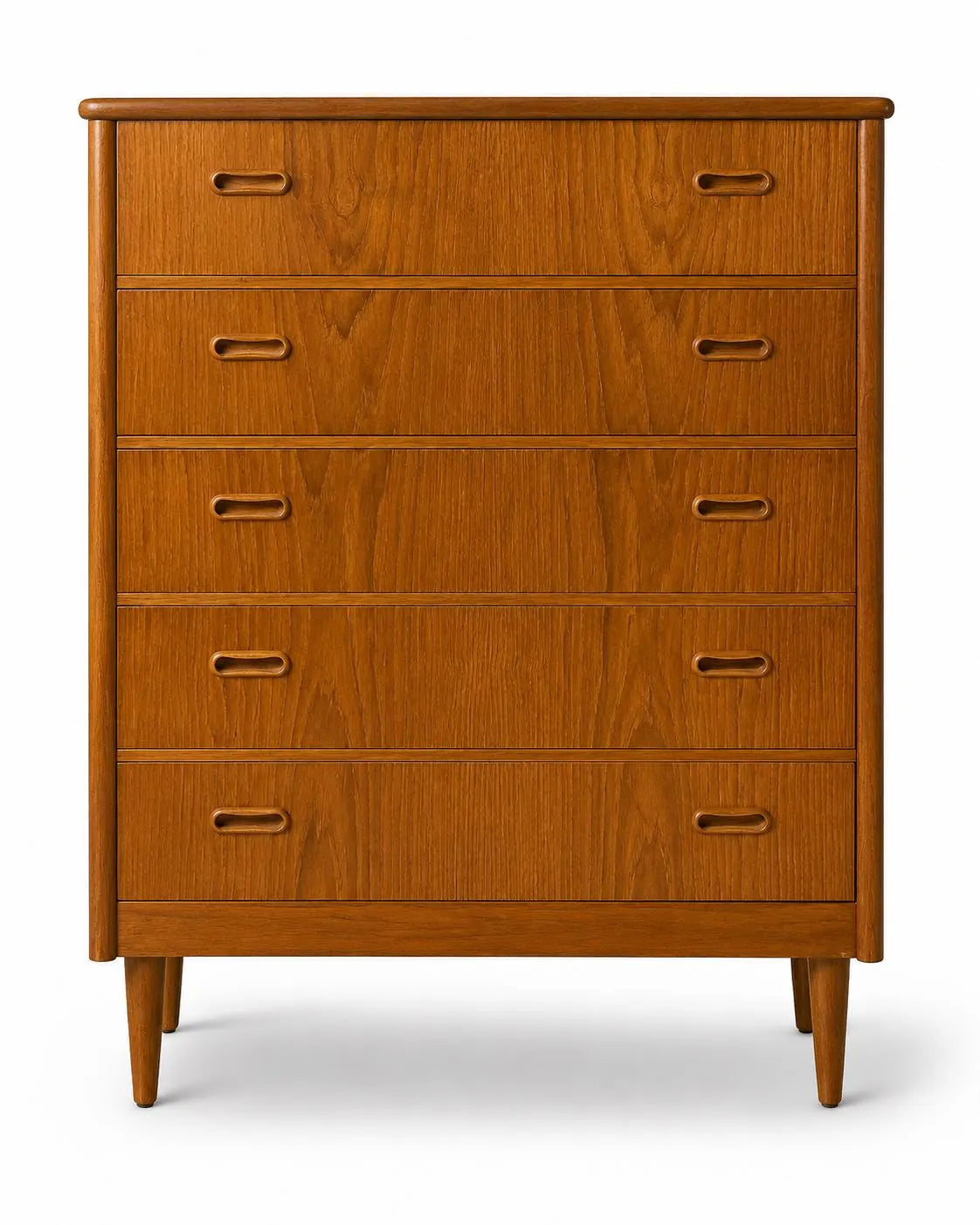 Mid Century Modern Teak Dresser Chest of Drawers Danish Style Tallboy Vintage Storage Cabinet