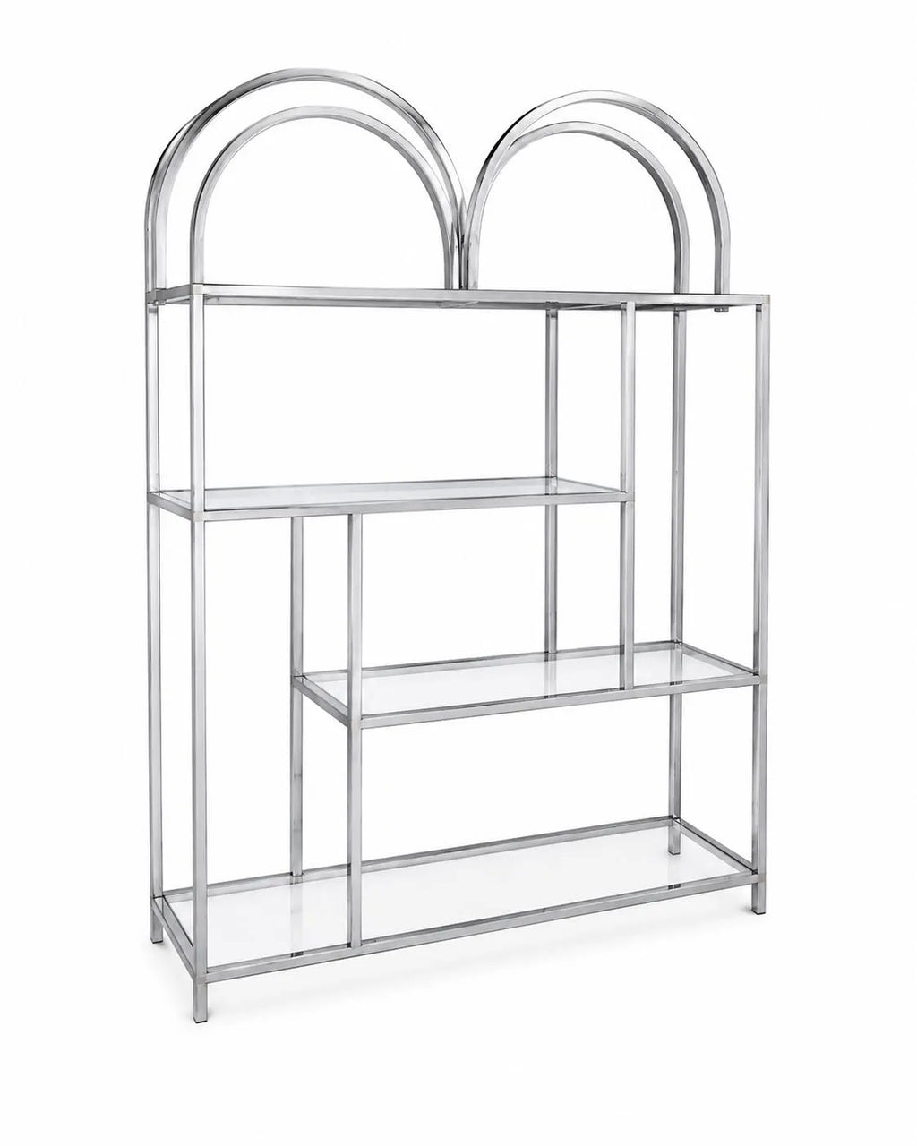 Milo Baughman Style Chrome Glass Étagère Bookcase: Mid-Century Modern Display Shelf