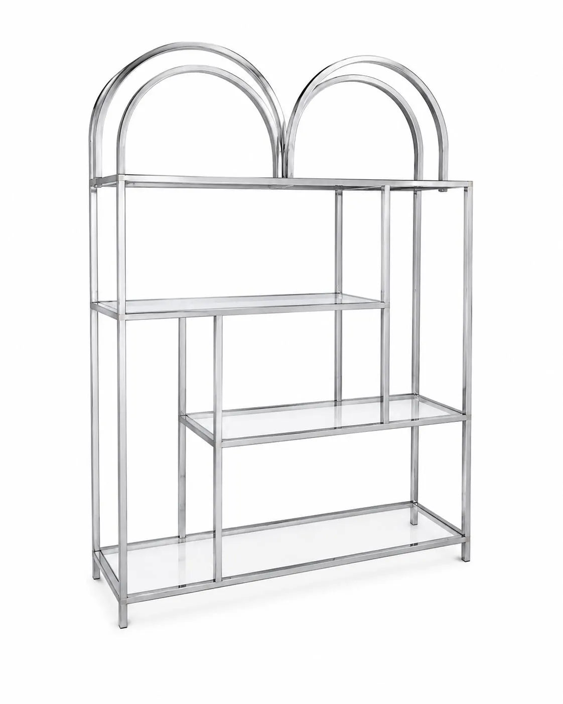 Milo Baughman Style Chrome Glass Étagère Bookcase: Mid-Century Modern Display Shelf