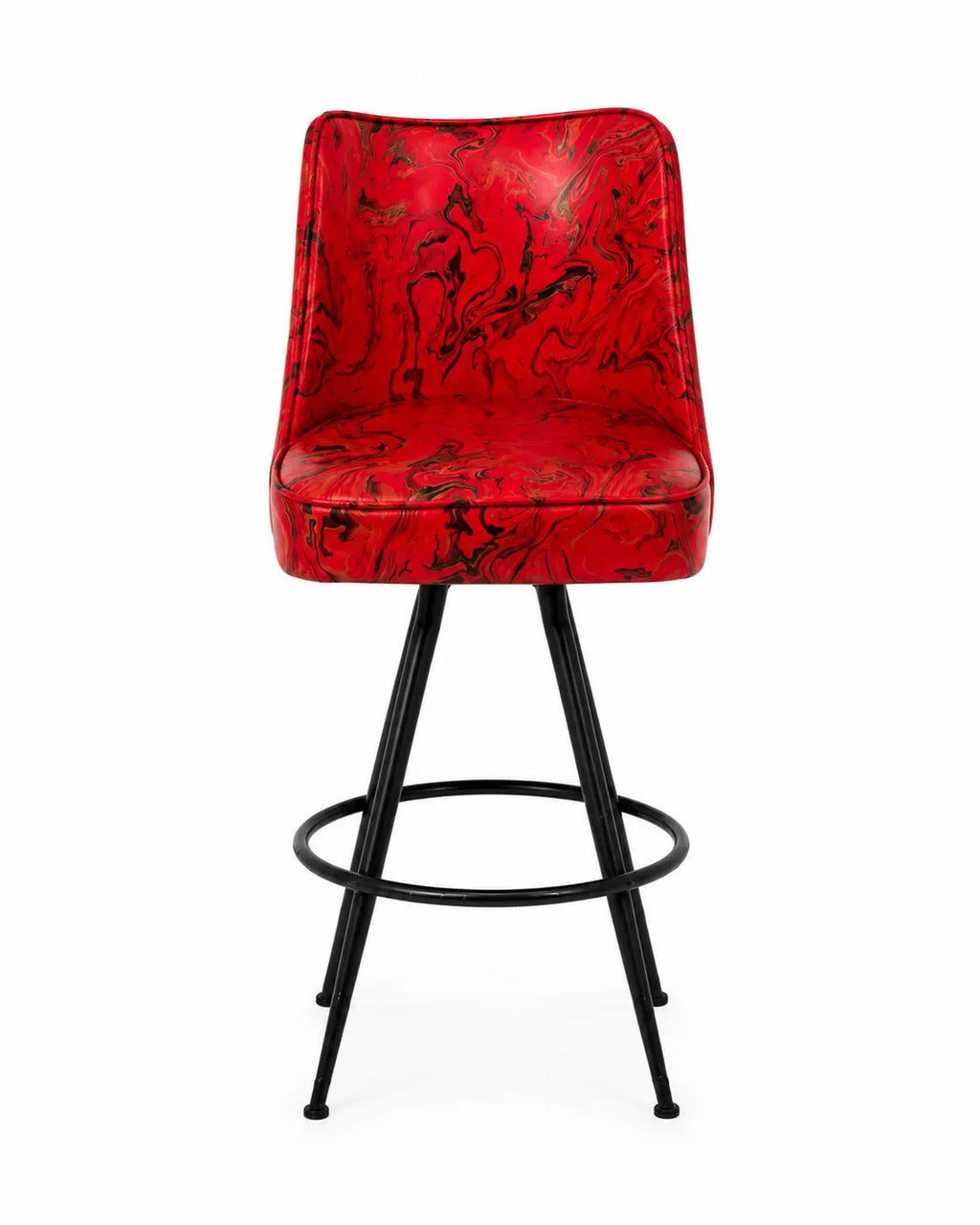 Mid-Century Vintage Red Swivel Bar Stool (1 Pair)