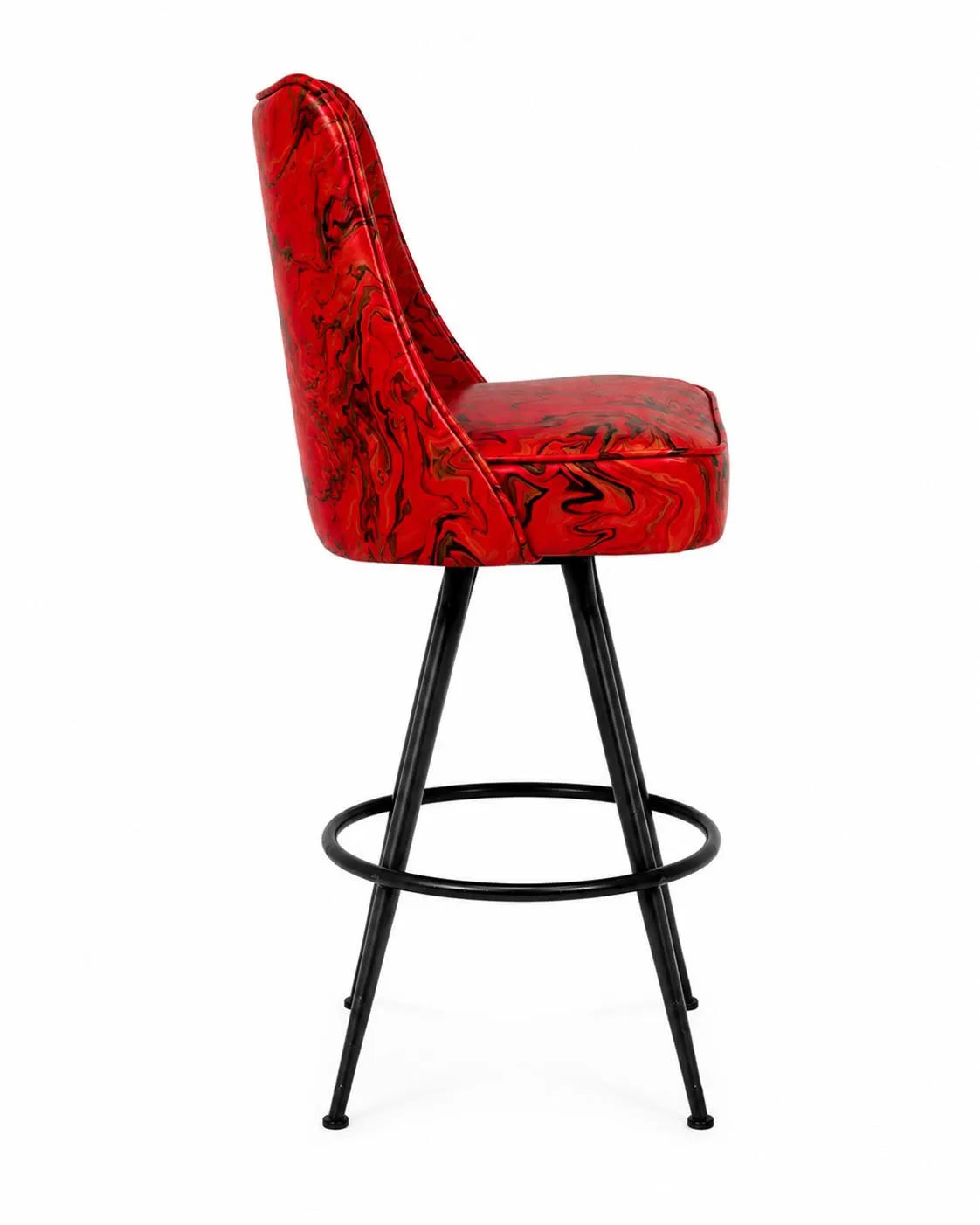 Mid-Century Vintage Red Swivel Bar Stool (1 Pair)