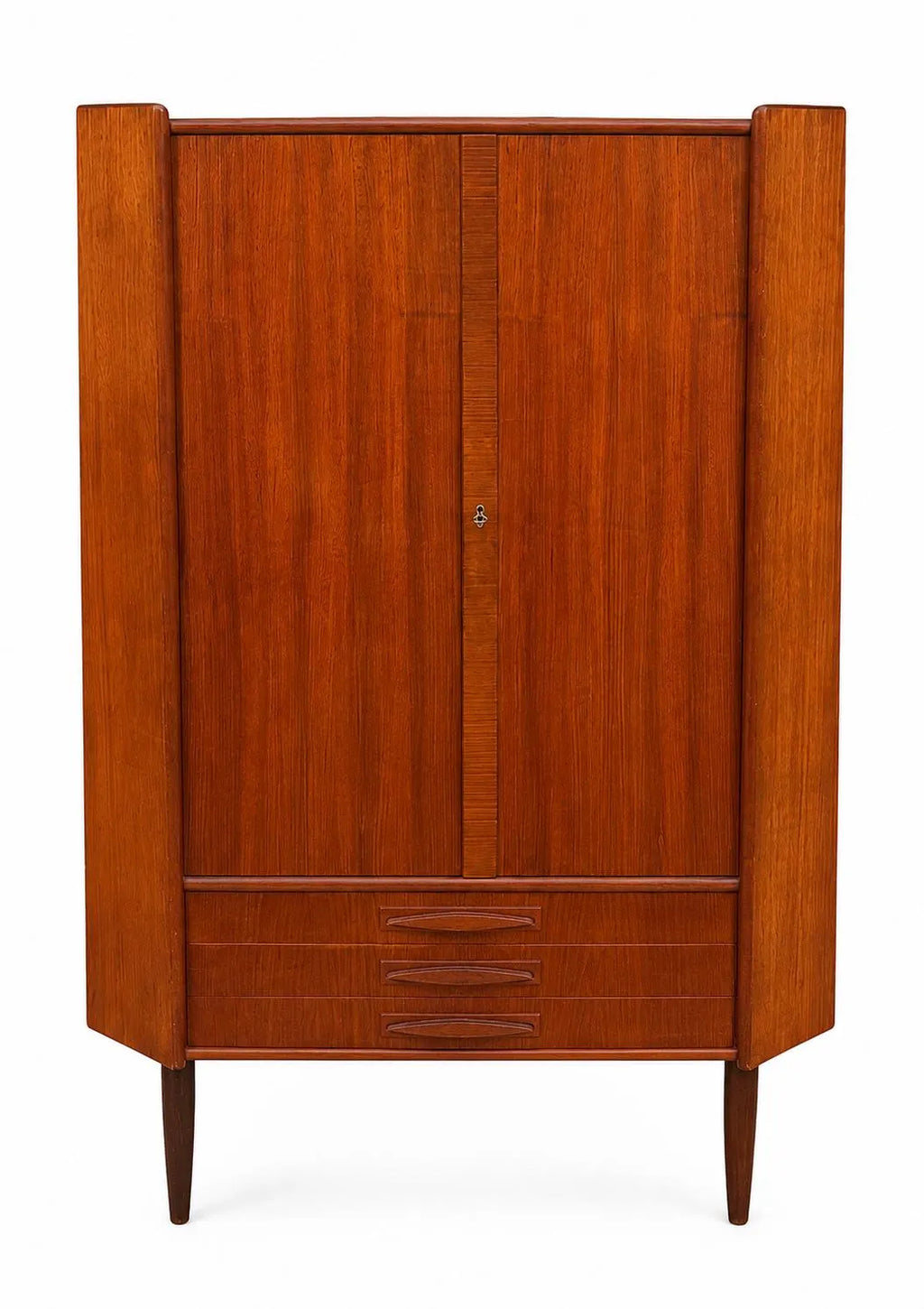 Mid Century Rosewood Corner Cabinet | Danish Modern Teak Storage Cupboard with Shelves