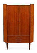 Mid Century Rosewood Corner Cabinet | Danish Modern Teak Storage Cupboard with Shelves