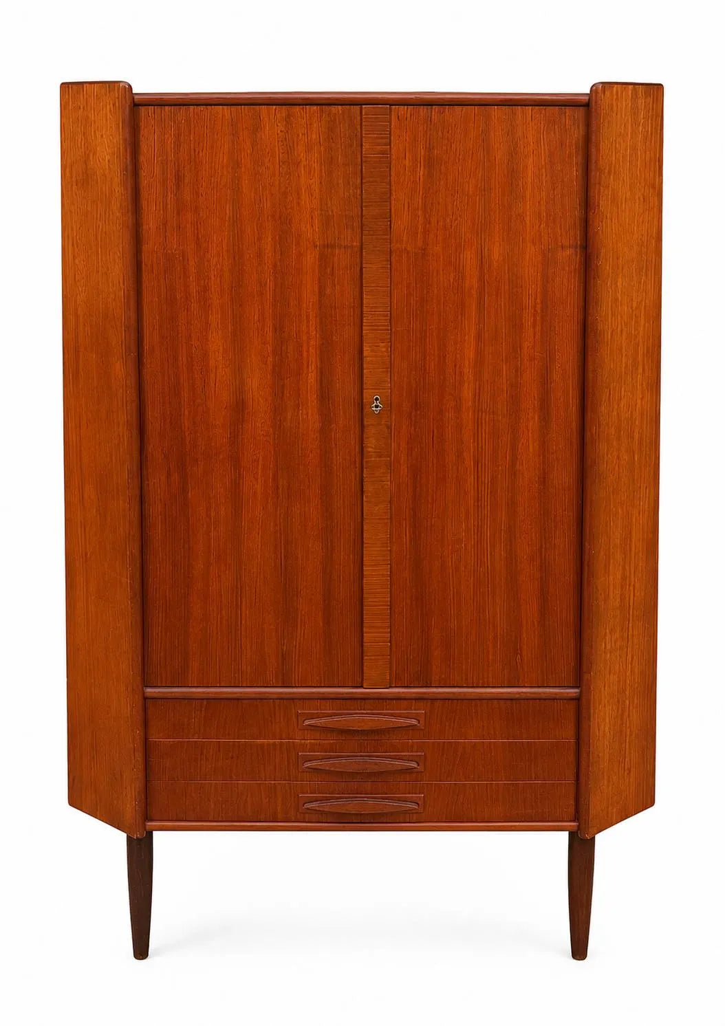 Mid Century Rosewood Corner Cabinet | Danish Modern Teak Storage Cupboard with Shelves