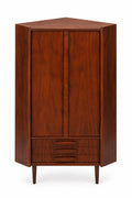 Mid Century Rosewood Corner Cabinet | Danish Modern Storage Cupboard with Shelves