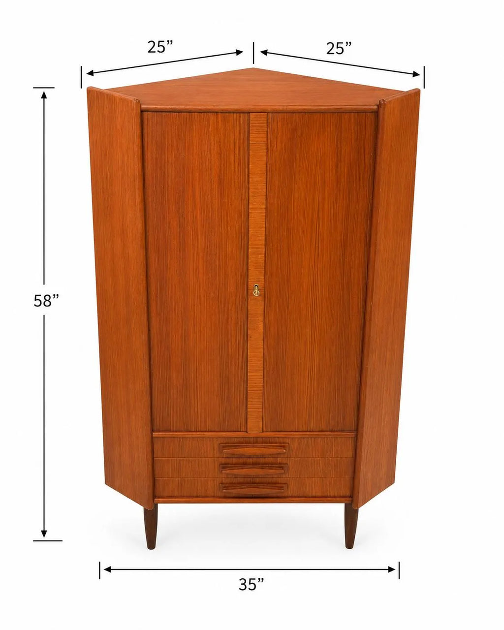 Mid Century Rosewood Corner Cabinet | Danish Modern Teak Storage Cupboard with Shelves