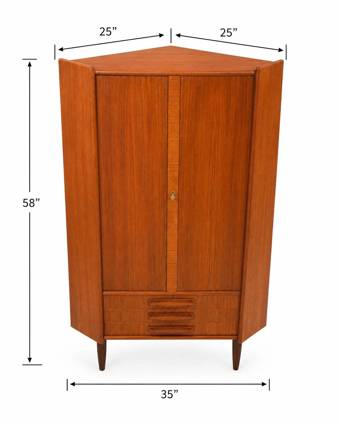 Mid Century Rosewood Corner Cabinet | Danish Modern Teak Storage Cupboard with Shelves