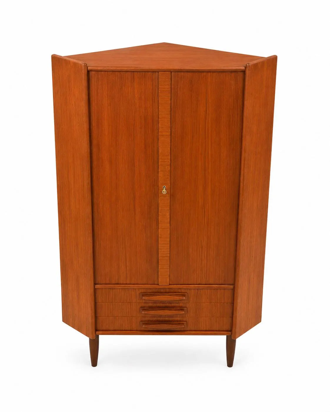 Mid Century Rosewood Corner Cabinet | Danish Modern Teak Storage Cupboard with Shelves