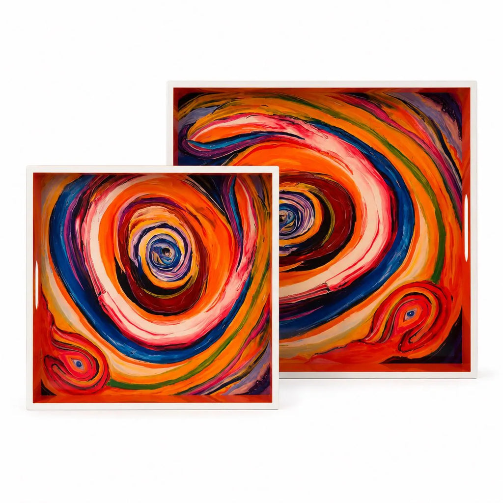 Bruce Mishell Art Lacquer Tray – Decorative Square Serving Tray | Medium & Large